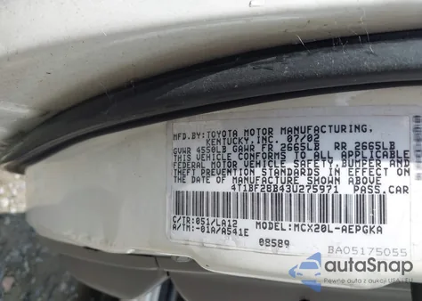 2003 Toyota Avalon Xls z USA, uszkodzony, nr VIN 4T1BF28B43U275971